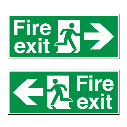 Fire Exit Running Man Symbol Arrow Right Double Sided - Direct Signs