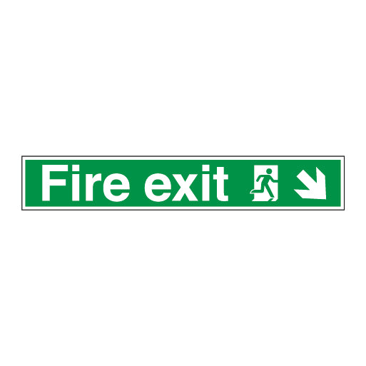 Fire Exit Running Man Symbol Arrow Angled Down Right - Direct Signs