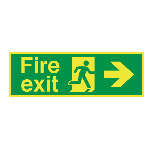 Photoluminesent Fire Exit Symbol Arrow Right Medium Sign - Direct Signs