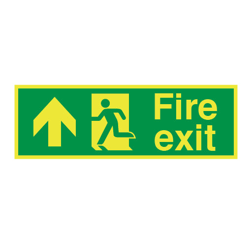 Photoluminesent Fire Exit Symbol Arrow Up Medium (Left) Sign - Direct Signs