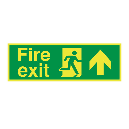 Photoluminesent Fire Exit Symbol Arrow Up Medium (Right) Sign - Direct Signs