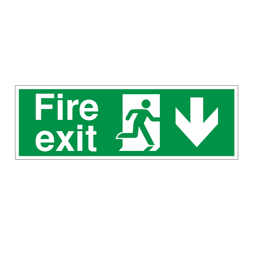 Fire Exit Symbol Arrow Down Right Medium - Direct Signs