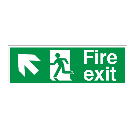 Fire Exit Symbol Arrow Angular up Left - Direct Signs