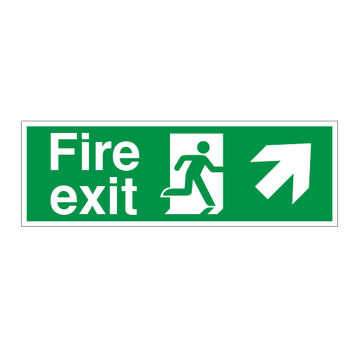 Fire Exit Symbol Arrow Angular up Right Medium - Direct Signs