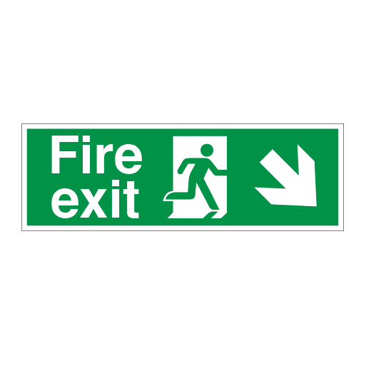 Fire Exit Symbol Arrow Angular Down Right Medium - Direct Signs
