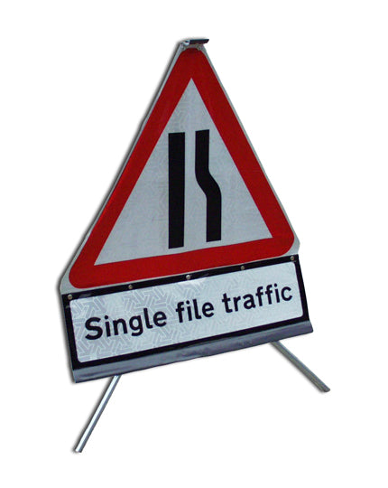 Roll up Road narrows on the right ahead symbol - Direct Signs