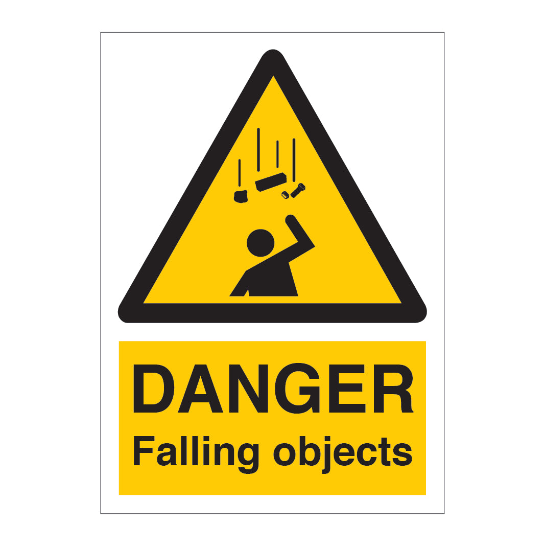 DANGER Falling Objects Sign - 3mm Aluminium Composite / 600mm X 200mm - Direct Signs