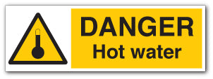 DANGER Hot water - Direct Signs