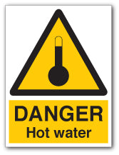 DANGER Hot water - Direct Signs