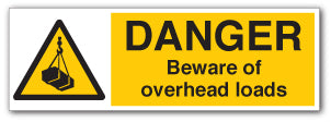 DANGER Beware of overhead loads - Direct Signs