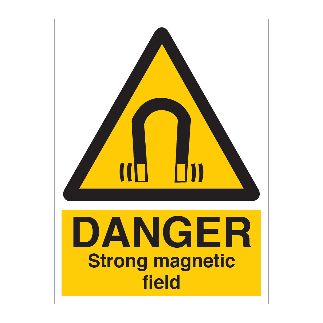 DANGER Strong Magnetic Field Sign - Self Adhesive Vinyl / 300mm X 100mm - Direct Signs